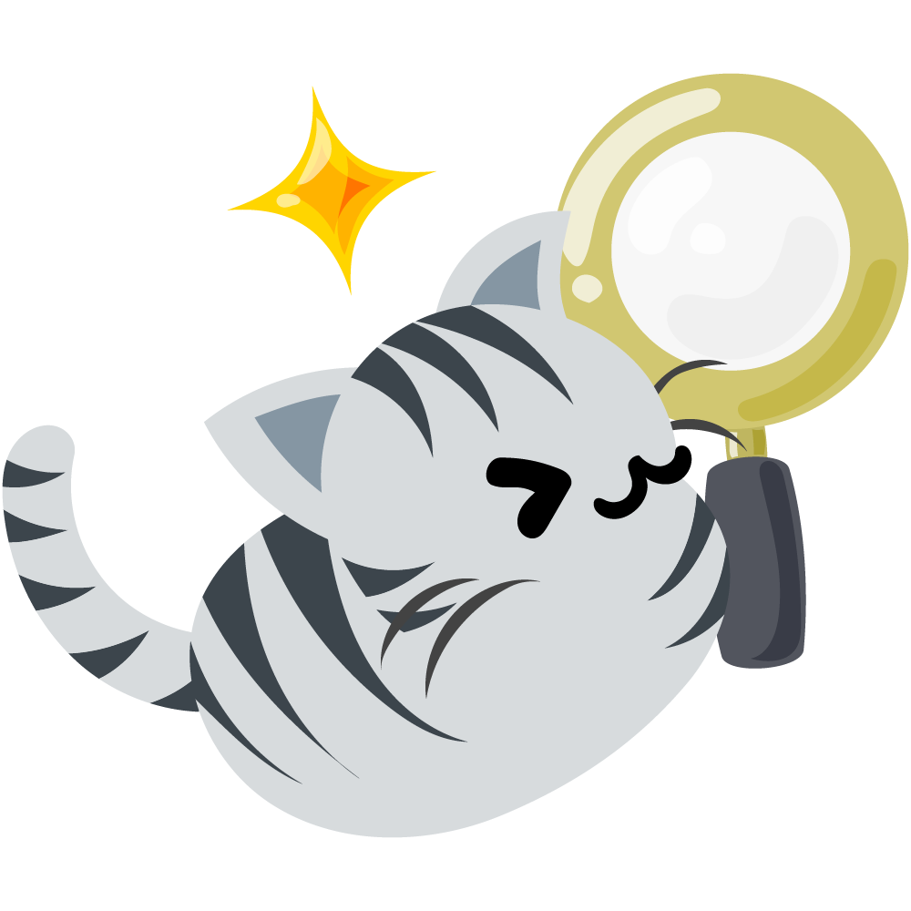 可愛いサバトラ猫のフリーイラスト素材　-虫眼鏡-