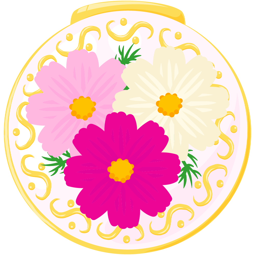 可愛いコスモスのフリーイラスト素材 -コンパクト-