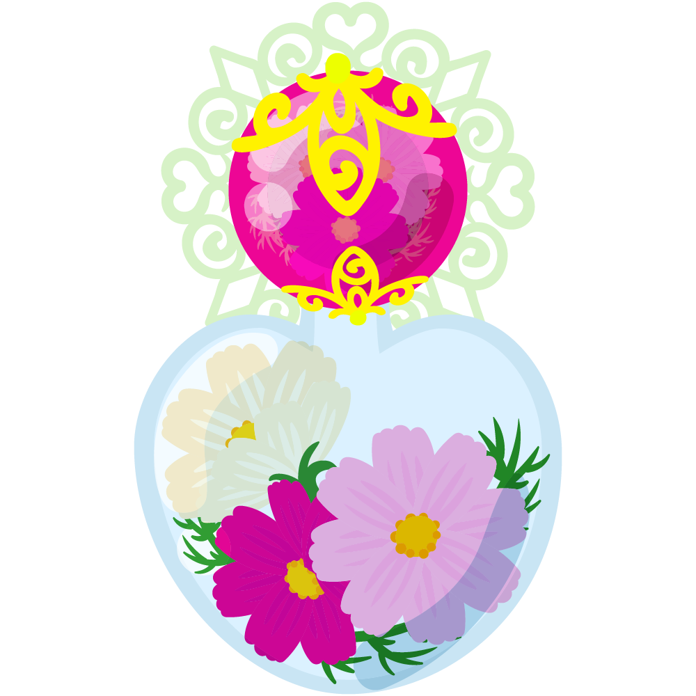 可愛いコスモスのフリーイラスト素材　-香水-