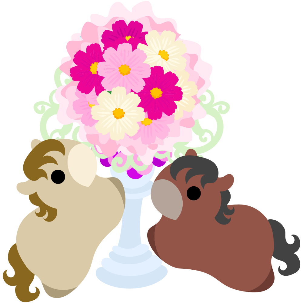 可愛い馬のフリーイラスト素材　-コスモスの花瓶-