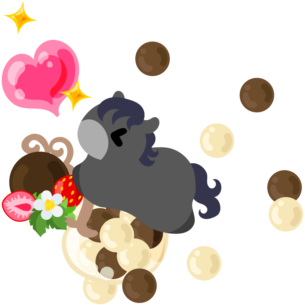 可愛い馬のフリーイラスト素材　-チョコレートの小瓶-