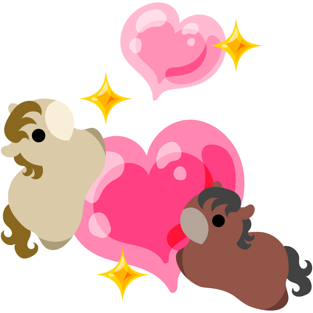 可愛い馬のフリーイラスト素材　-ハート-