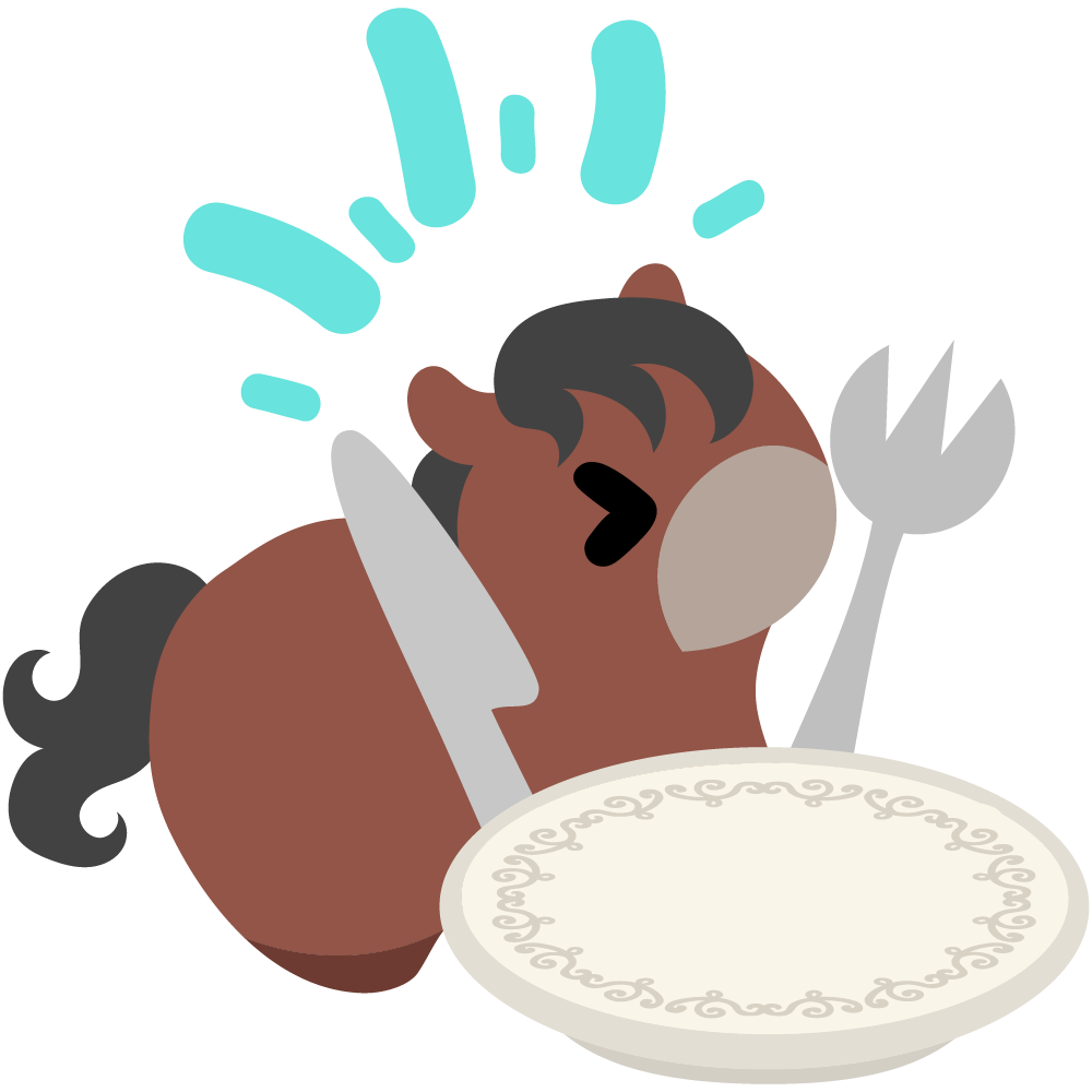 可愛い馬のフリーイラスト素材　-いただきます-