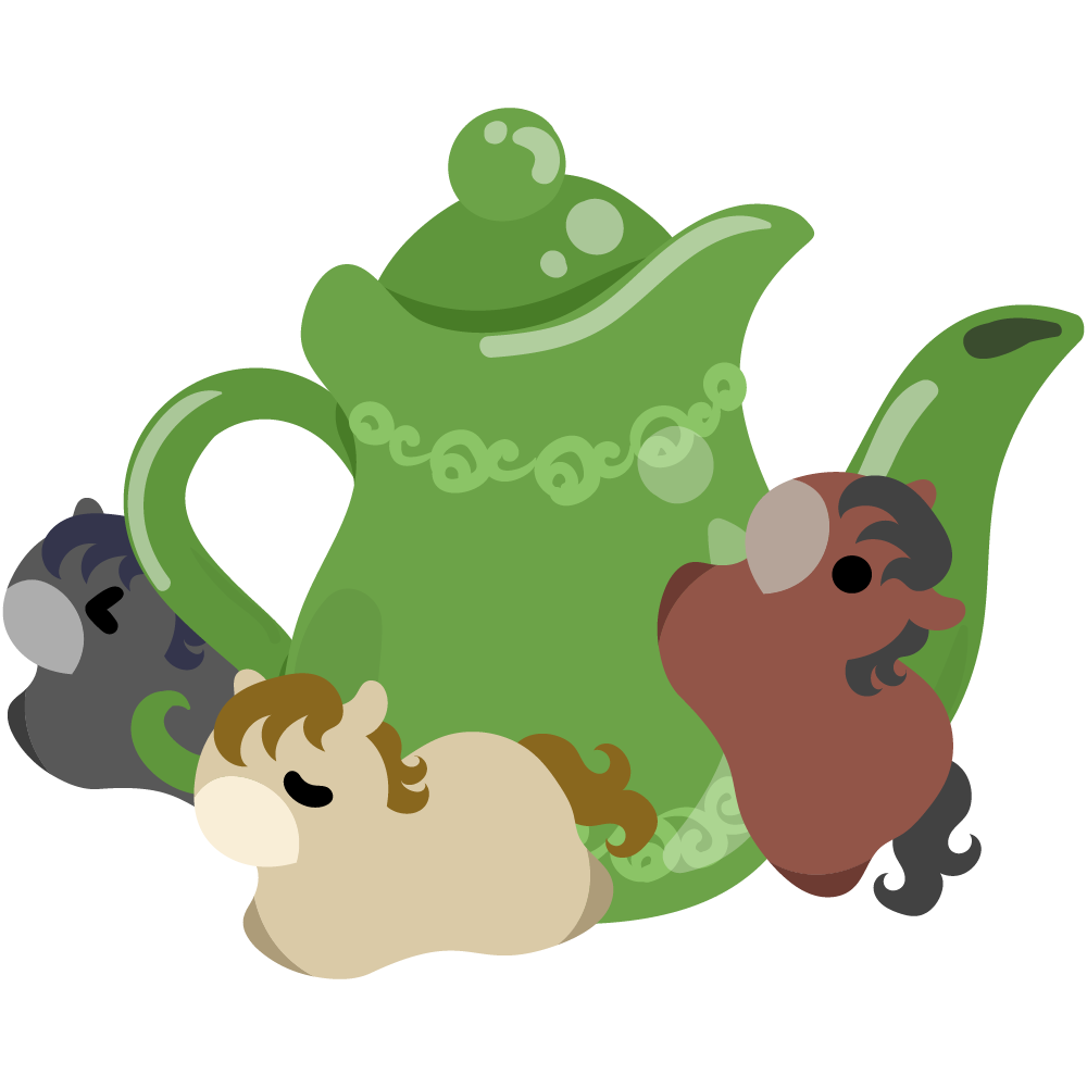 可愛い馬のフリーイラスト素材　-ティーポット-