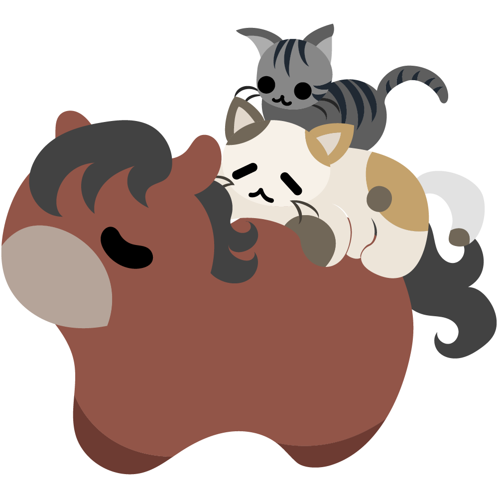 可愛い馬のフリーイラスト素材　-子猫をおんぶ-