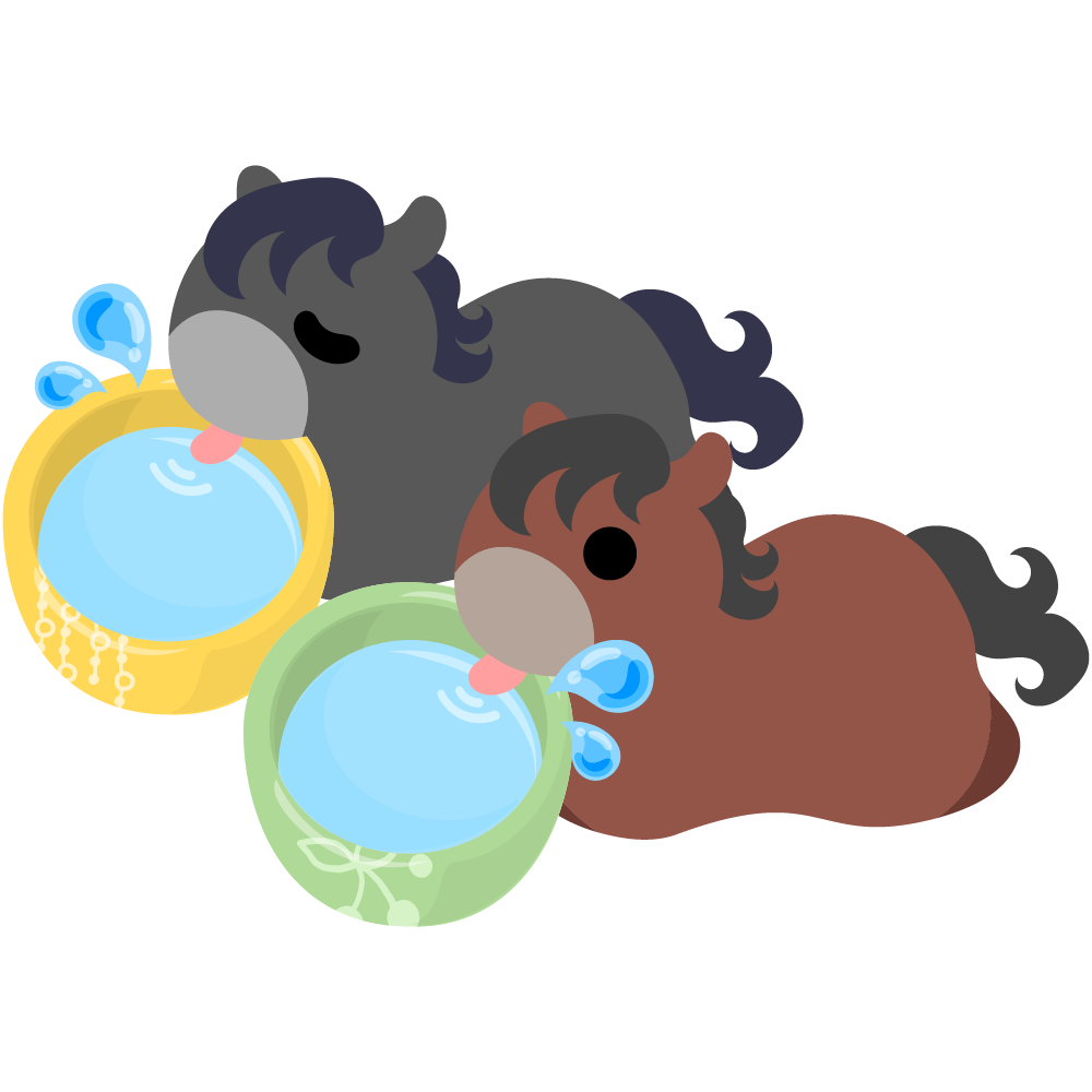 可愛い馬のフリーイラスト素材　-水を飲む-