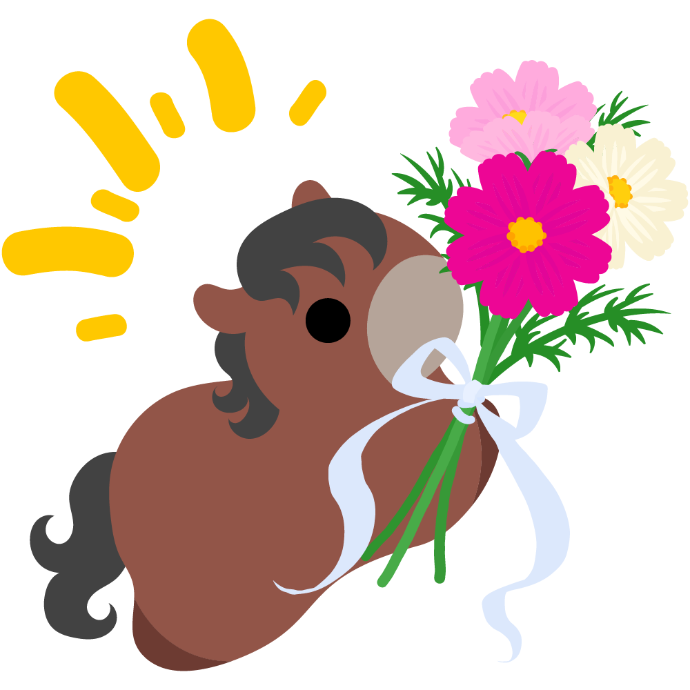 可愛い馬のフリーイラスト素材　-コスモス-