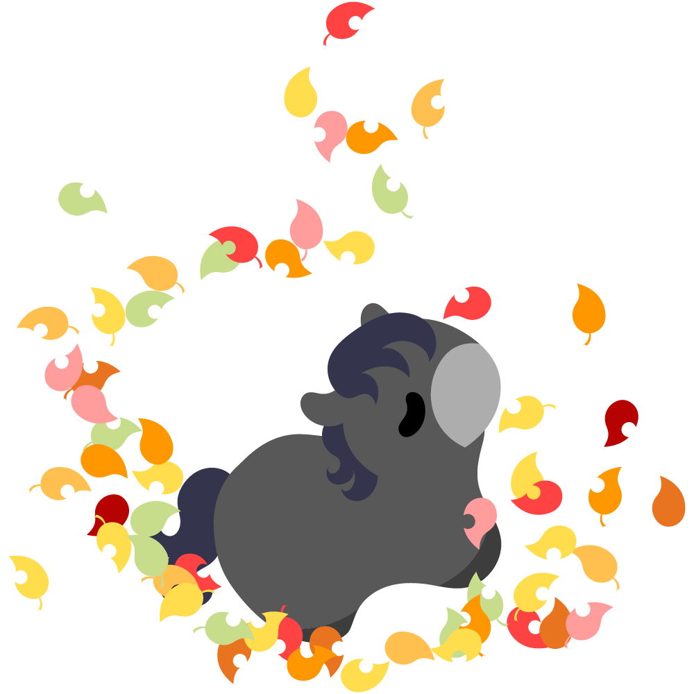 可愛い馬のフリーイラスト素材　-秋の落ち葉-