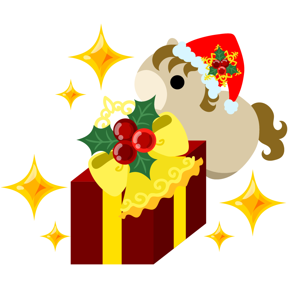 可愛い馬のフリーイラスト素材　-クリスマス-