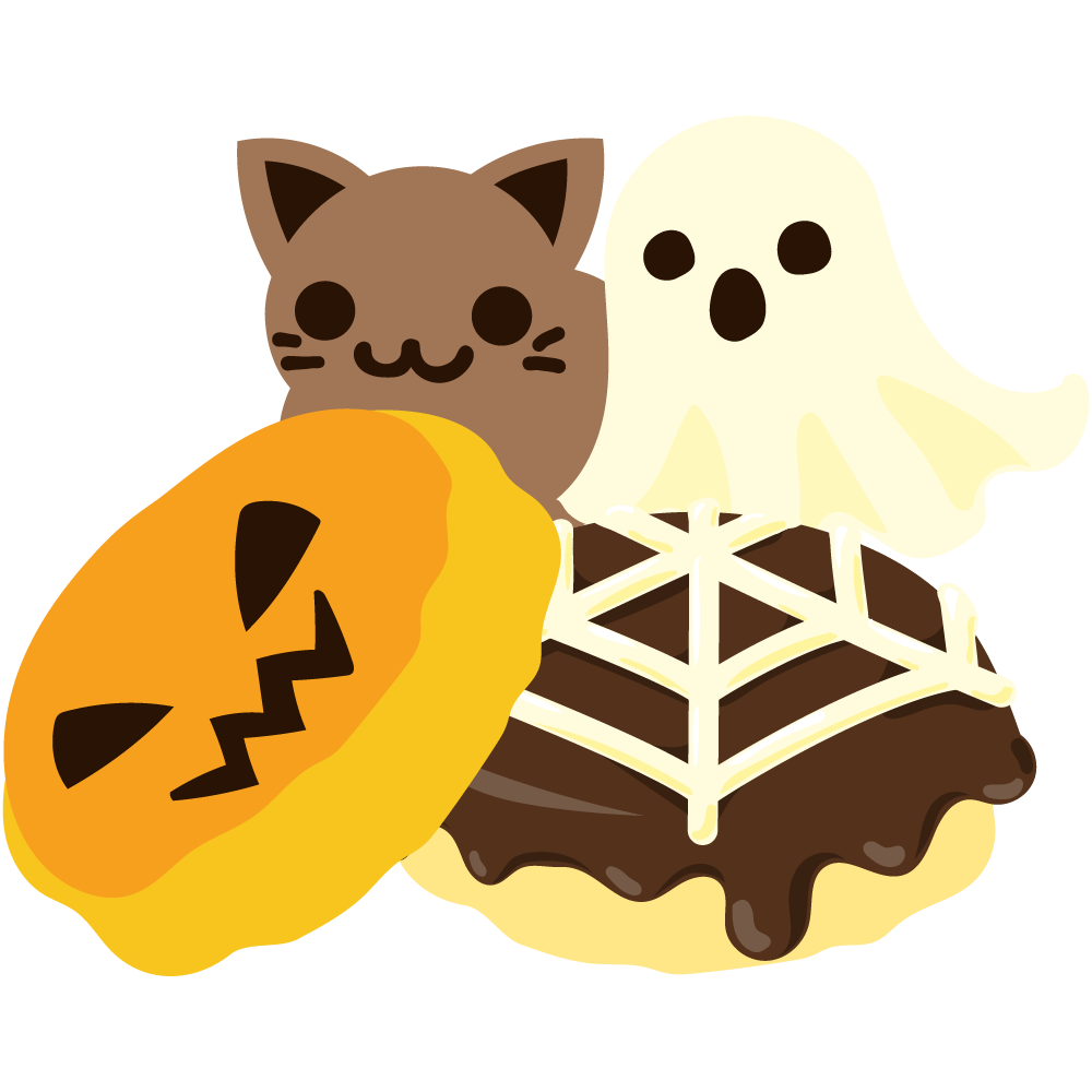 美味しそうなハロウィンスイーツのフリーイラスト素材　-パンケーキ-