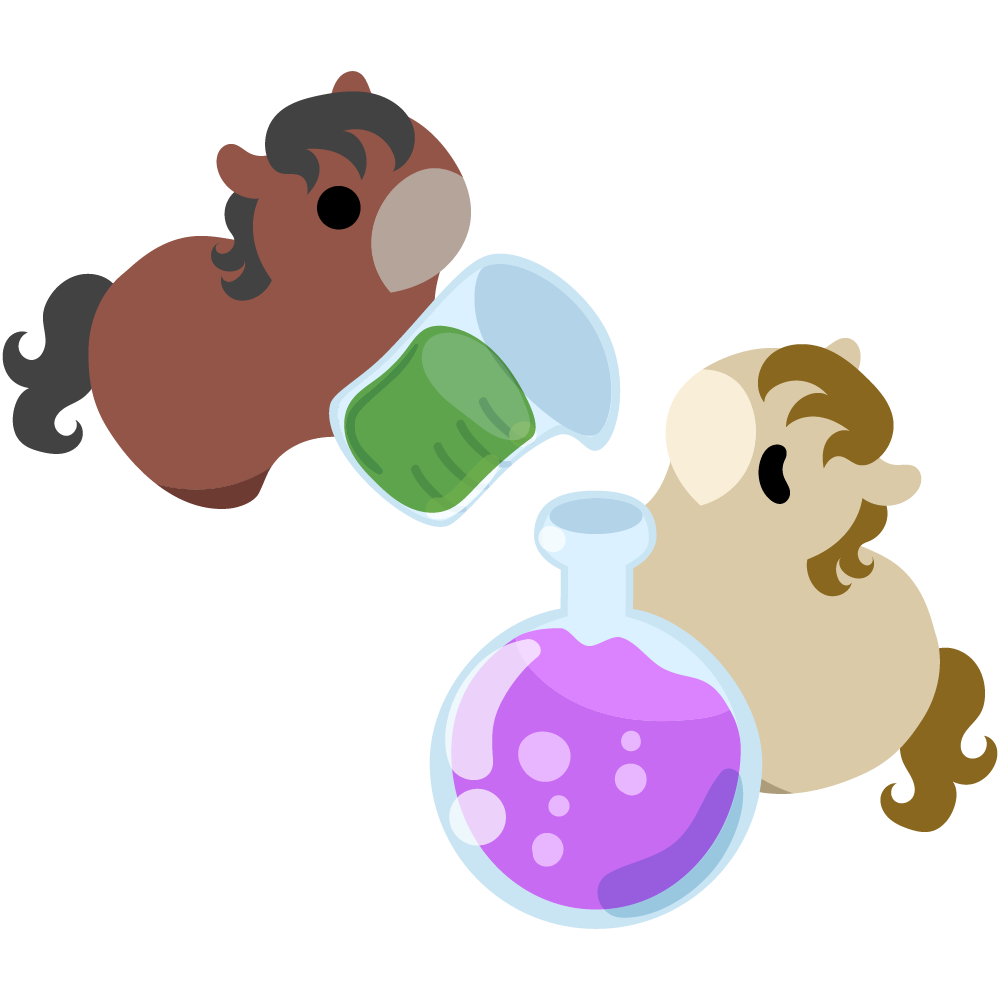 可愛い馬のフリーイラスト素材　-理科の実験-