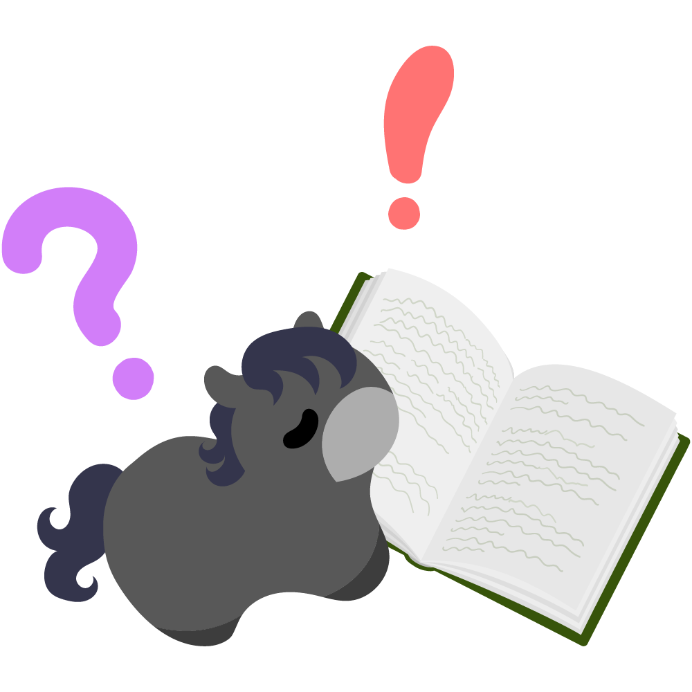 可愛い馬のフリーイラスト素材　-お勉強-