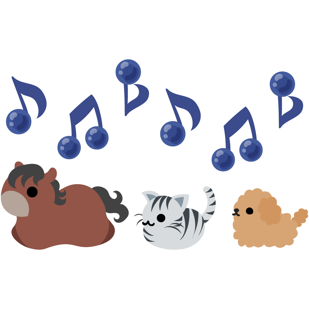可愛い馬のフリーイラスト素材　-犬と猫と一緒-