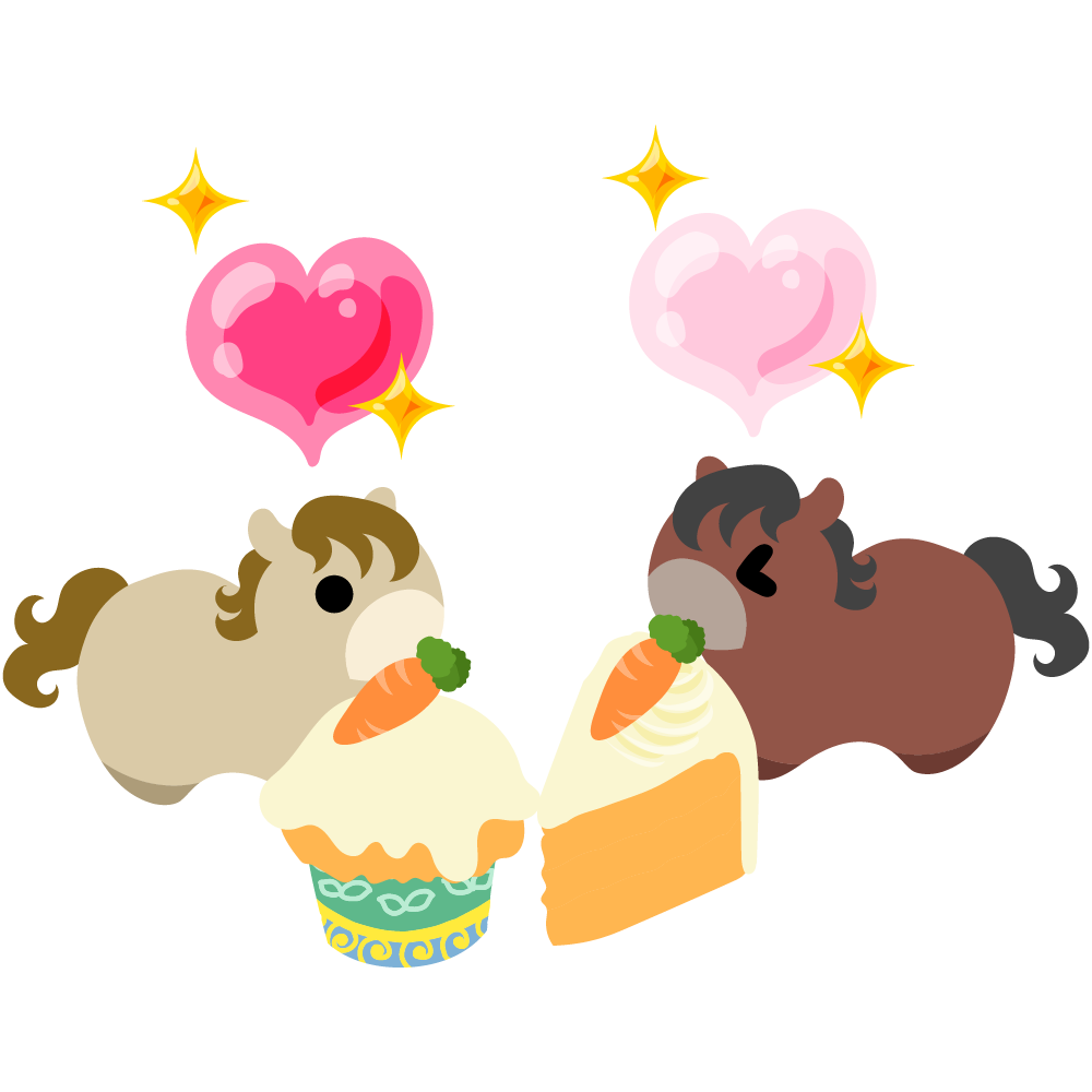 可愛い馬のフリーイラスト素材　-にんじんケーキ-