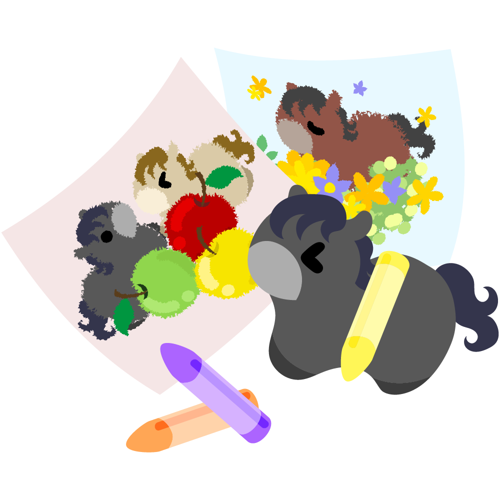 可愛い馬のフリーイラスト素材　-クレヨンでお絵描き-