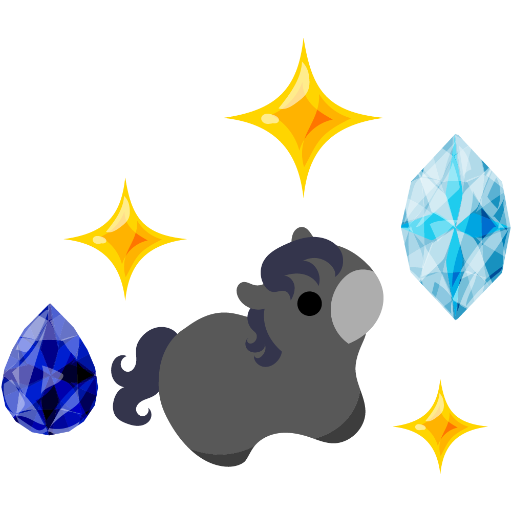 可愛い馬のフリーイラスト素材　-宝石-