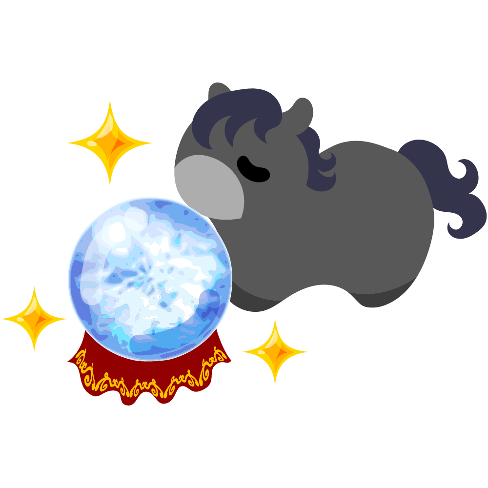可愛い馬のフリーイラスト素材　-水晶玉-