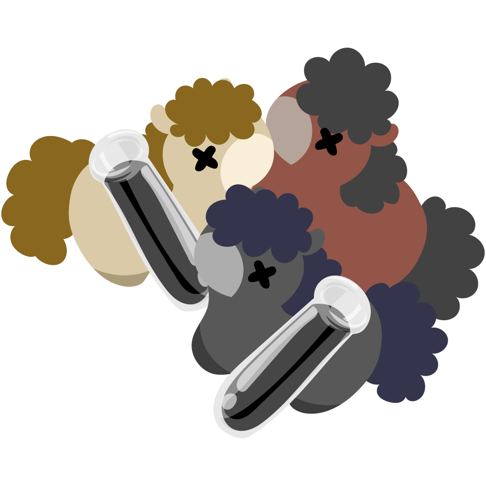 可愛い馬のフリーイラスト素材　-理科の実験でアフロ-