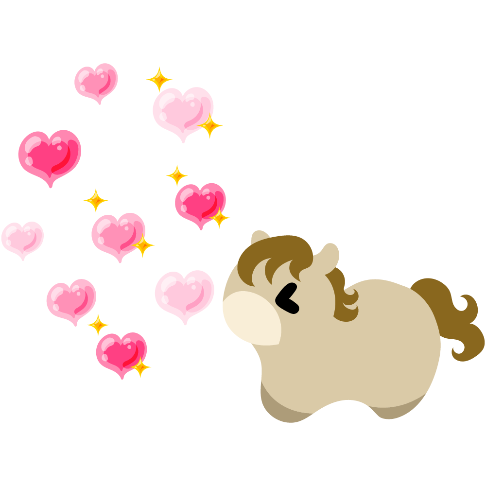 可愛い馬のフリーイラスト素材　-小さなハート-