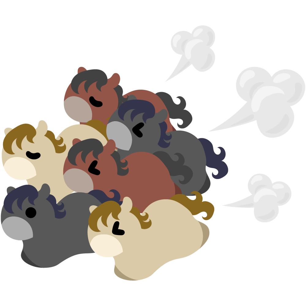 可愛い馬のフリーイラスト素材　-大勢でドドドド〜-