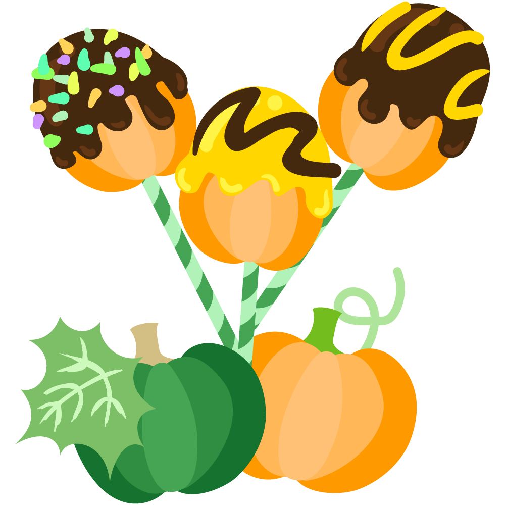 美味しそうなかぼちゃスイーツのフリーイラスト素材　-キャンディポップ-