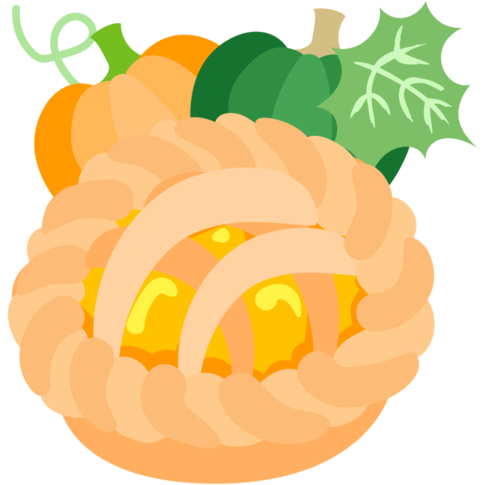 美味しそうなかぼちゃスイーツのフリーイラスト素材　-パイ-