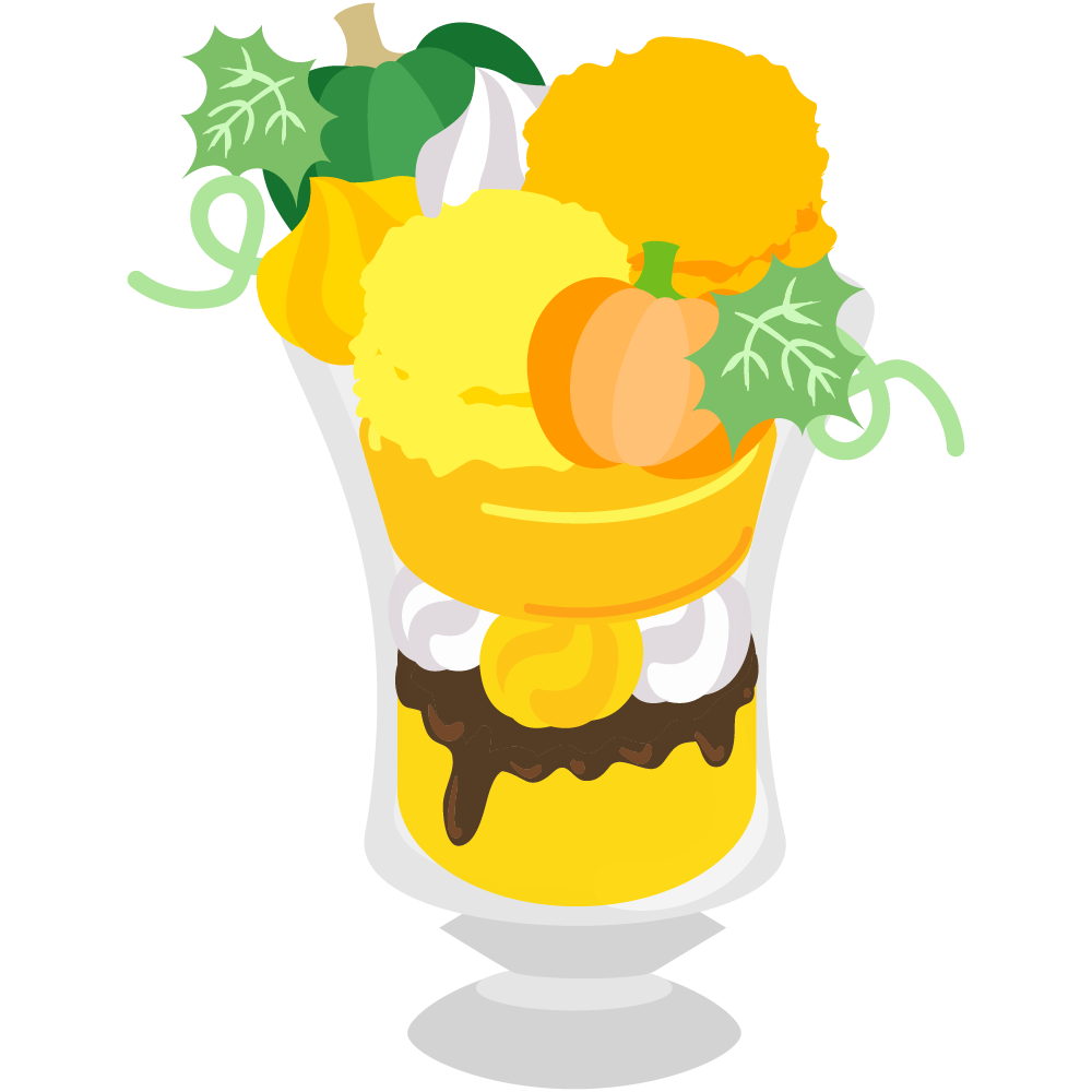 美味しそうなかぼちゃスイーツのフリーイラスト素材　-パフェ-