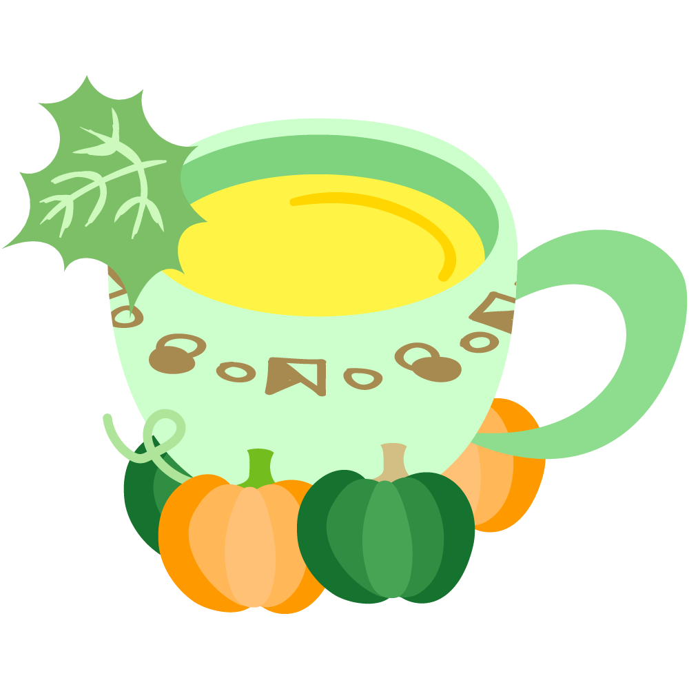 美味しそうなかぼちゃスイーツのフリーイラスト素材　-ラテ-