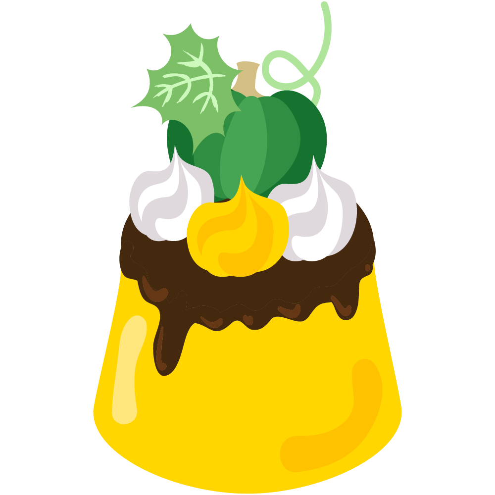 美味しそうなかぼちゃスイーツのフリーイラスト素材　-プリン-