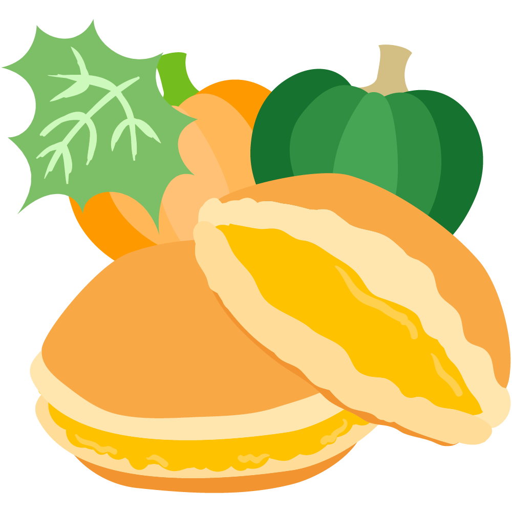 美味しそうなかぼちゃスイーツのフリーイラスト素材　-どら焼き-