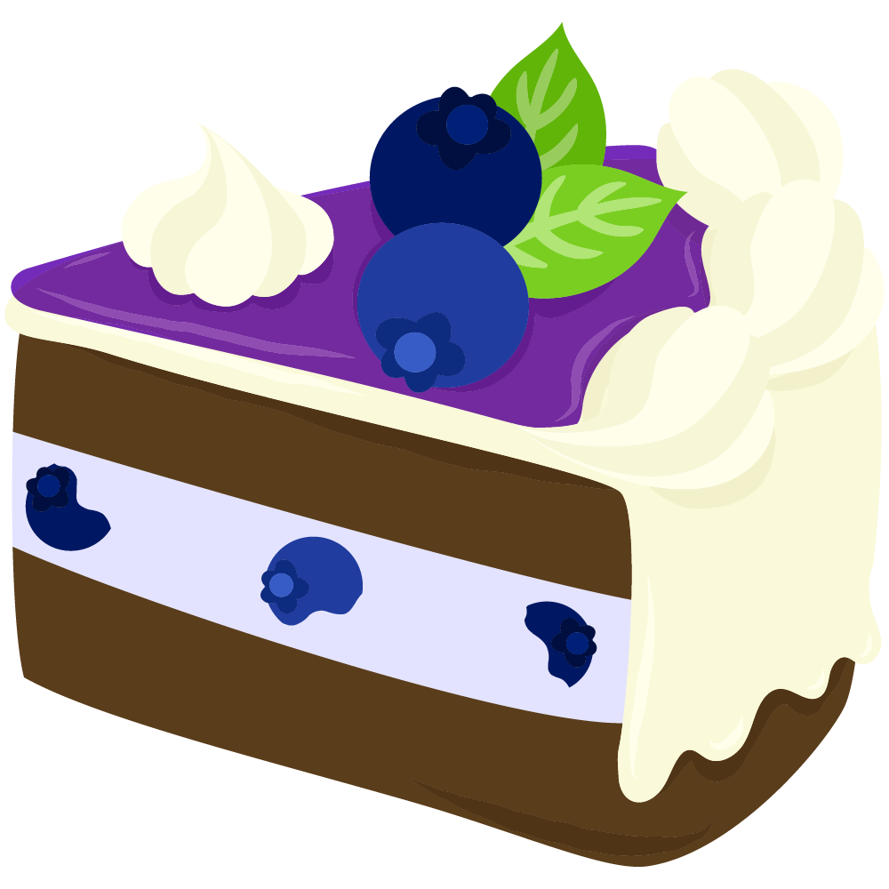 美味しそうなブルーベリースイーツのフリーイラスト素材　-チョコレートケーキ-