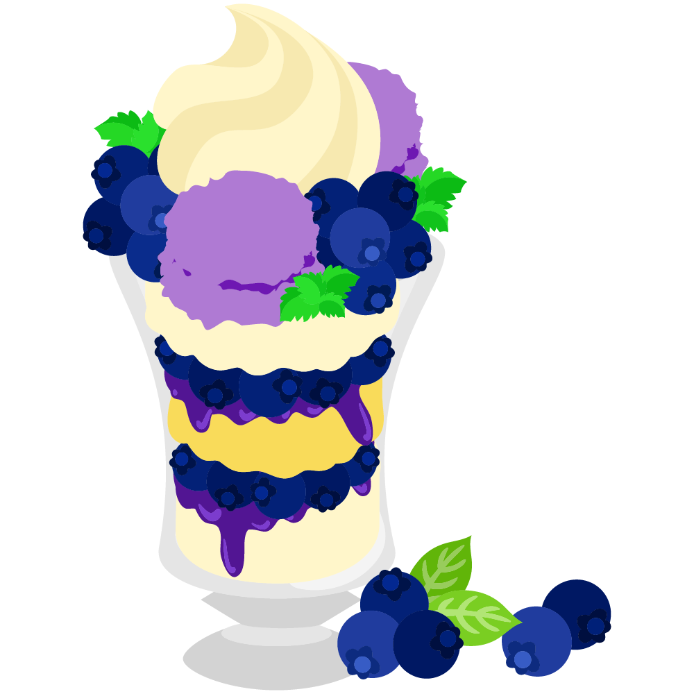 美味しそうなブルーベリースイーツのフリーイラスト素材　-パフェ-