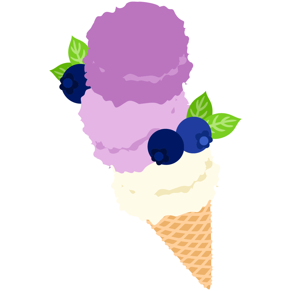 美味しそうなブルーベリースイーツのフリーイラスト素材　-アイスクリーム-