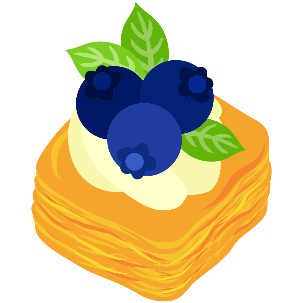 美味しそうなブルーベリースイーツのフリーイラスト素材　-デニッシュ-