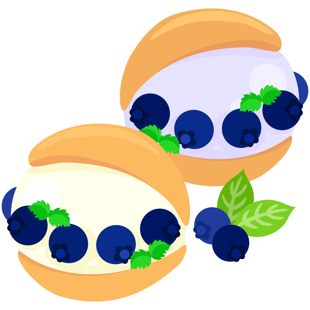 美味しそうなブルーベリースイーツのフリーイラスト素材　-マリトッツォ-