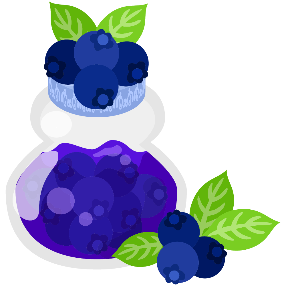 美味しそうなブルーベリースイーツのフリーイラスト素材　-ジャム-