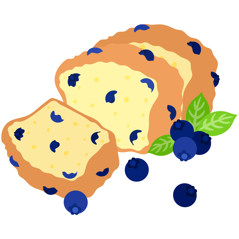 美味しそうなブルーベリースイーツのフリーイラスト素材　-パウンドケーキ-
