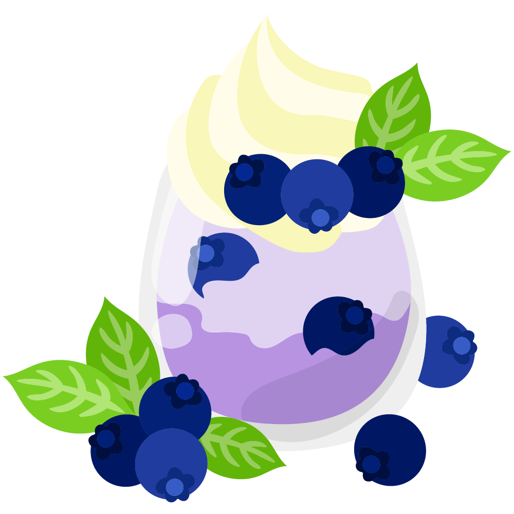 美味しそうなブルーベリースイーツのフリーイラスト素材