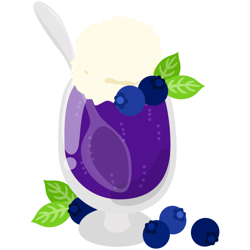 美味しそうなブルーベリースイーツのフリーイラスト素材　-クリームソーダ-