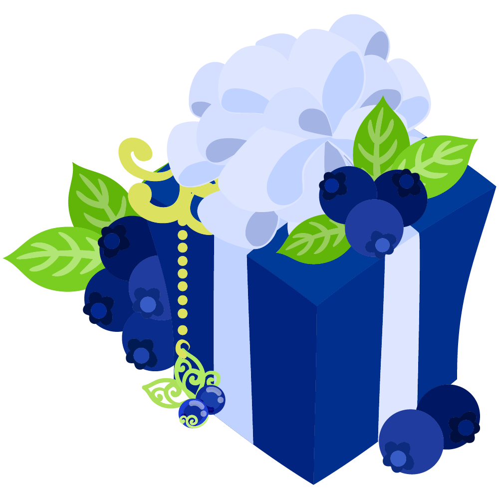可愛いブルーベリーのフリーイラスト素材　-プレゼント-