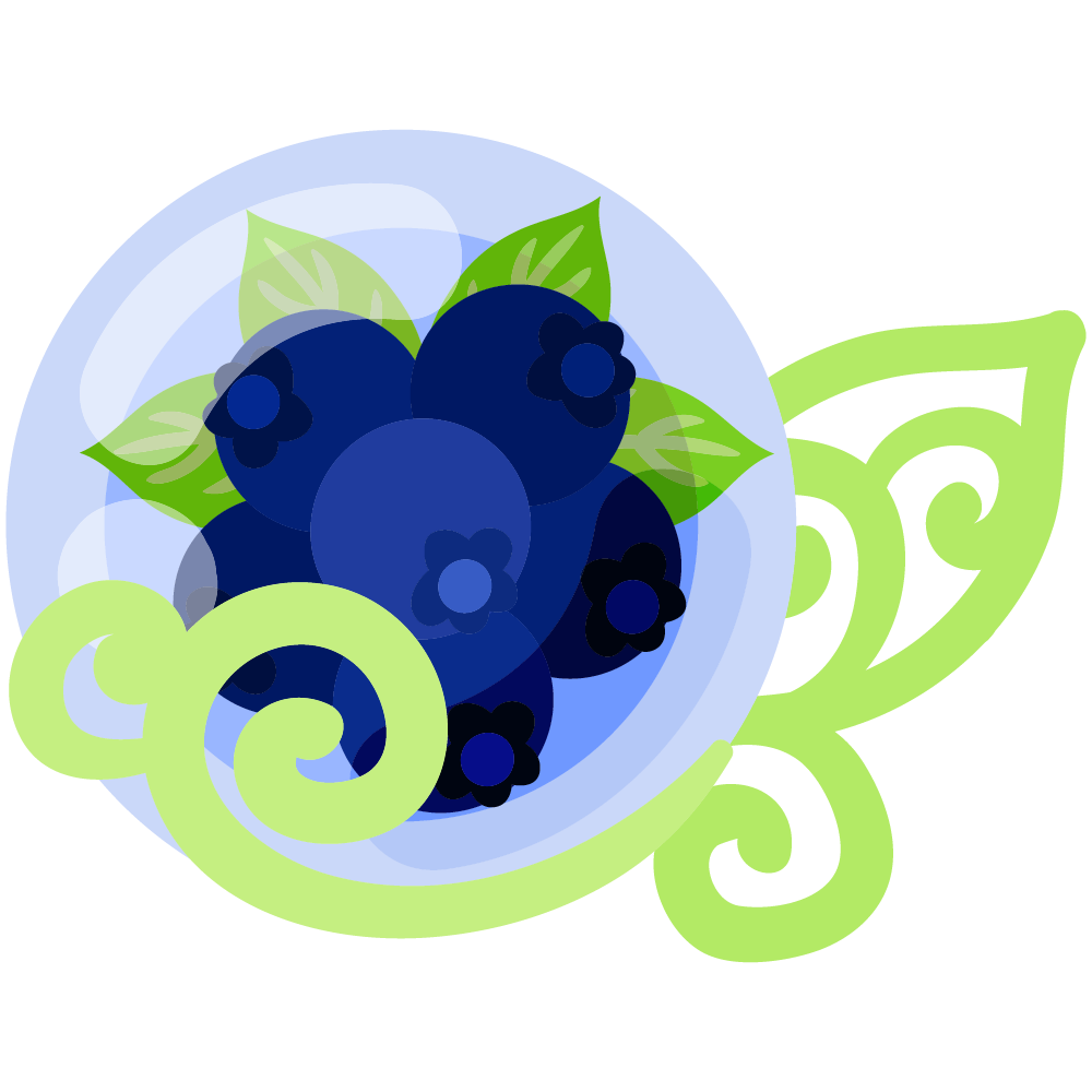 可愛いブルーベリーのフリーイラスト素材　-宝石-