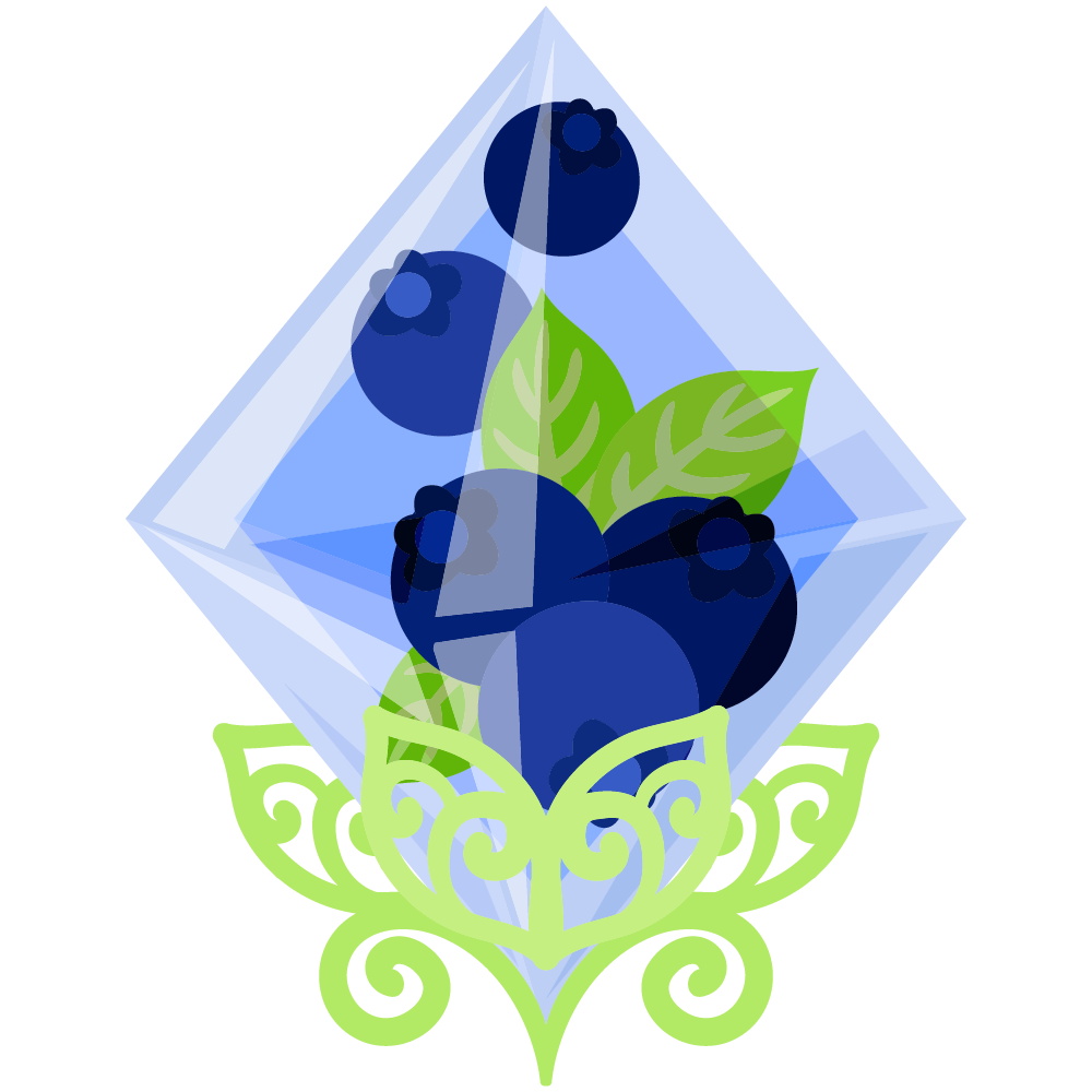 可愛いブルーベリーのフリーイラスト素材　-宝石-