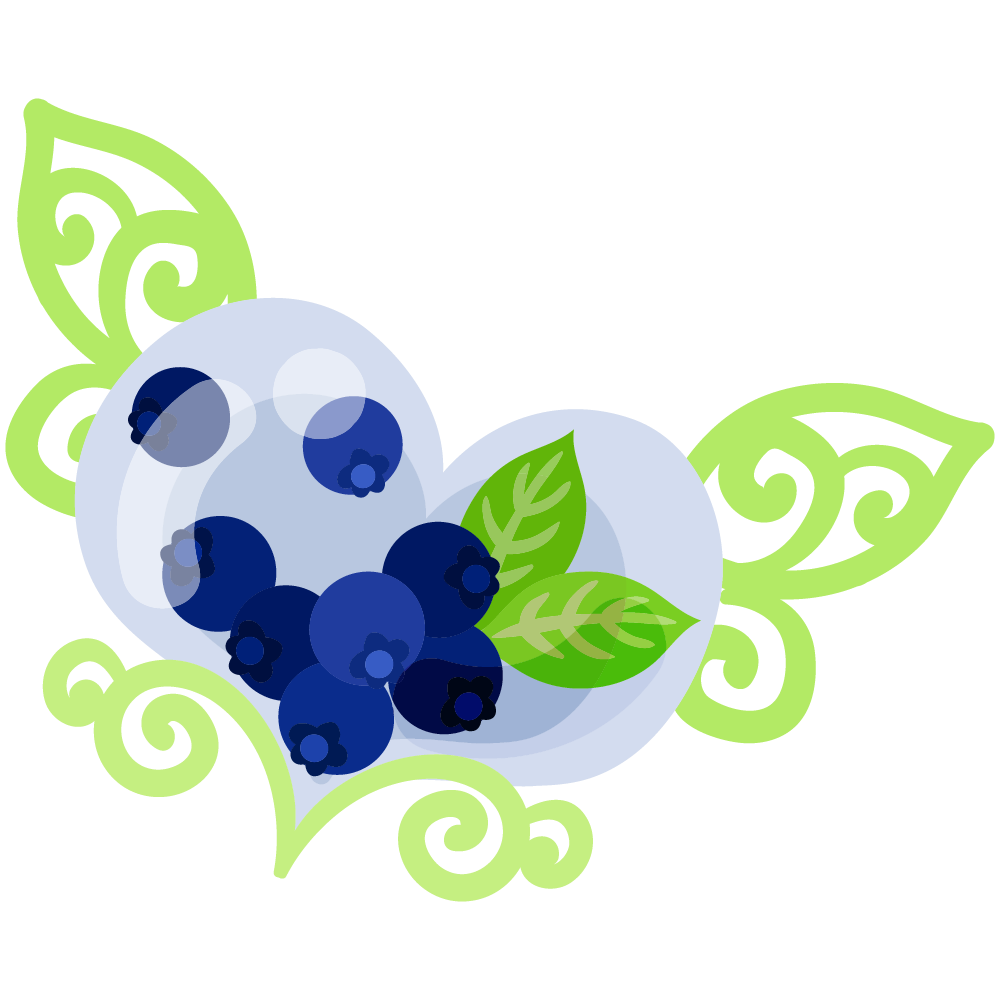 可愛いブルーベリーのフリーイラスト素材　-宝石-