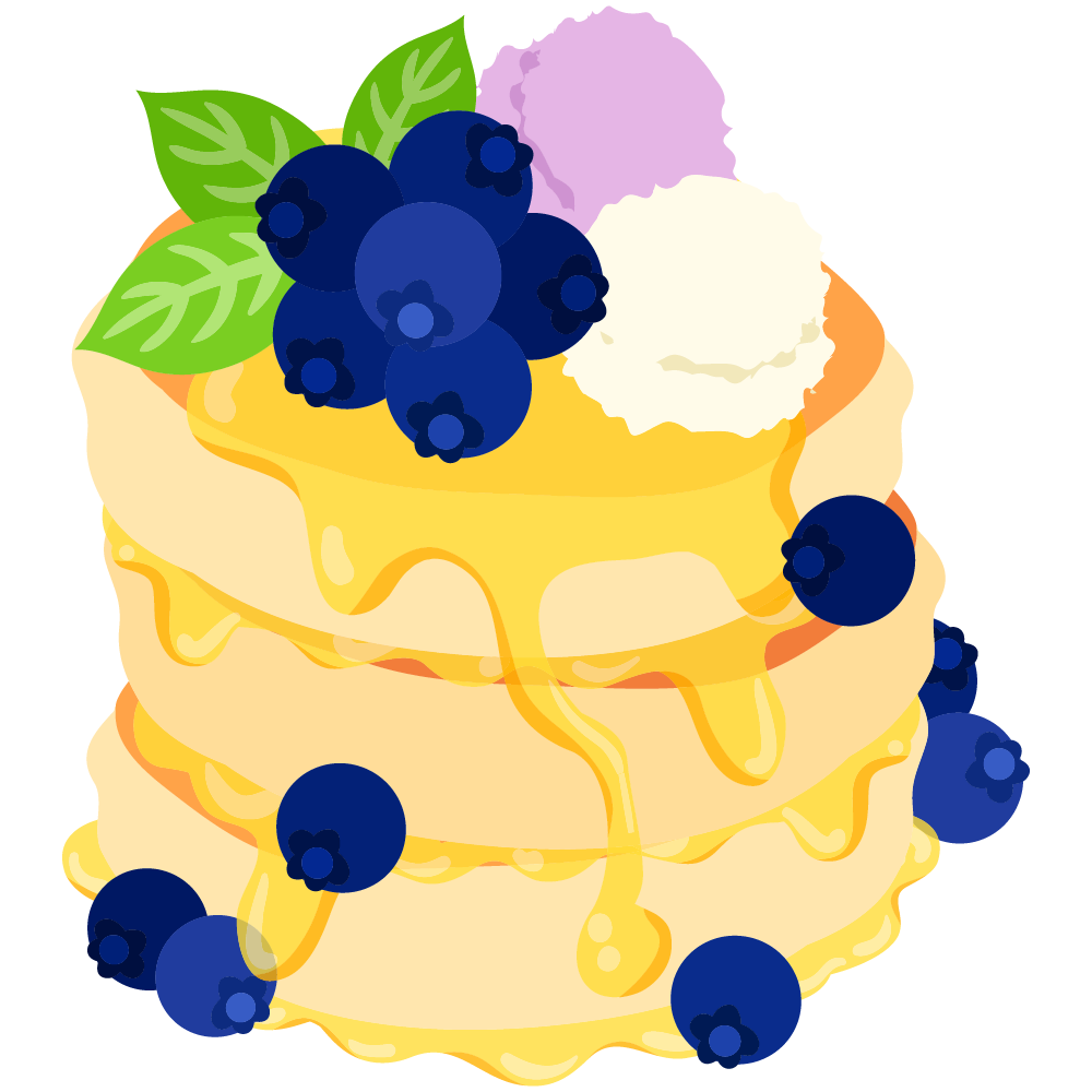 美味しそうなブルーベリースイーツのフリーイラスト素材　-パンケーキ-