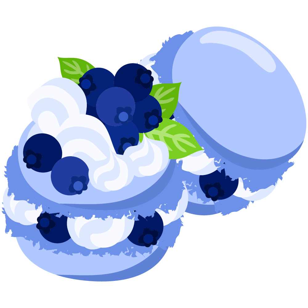 美味しそうなブルーベリースイーツのフリーイラスト素材　-マカロン-