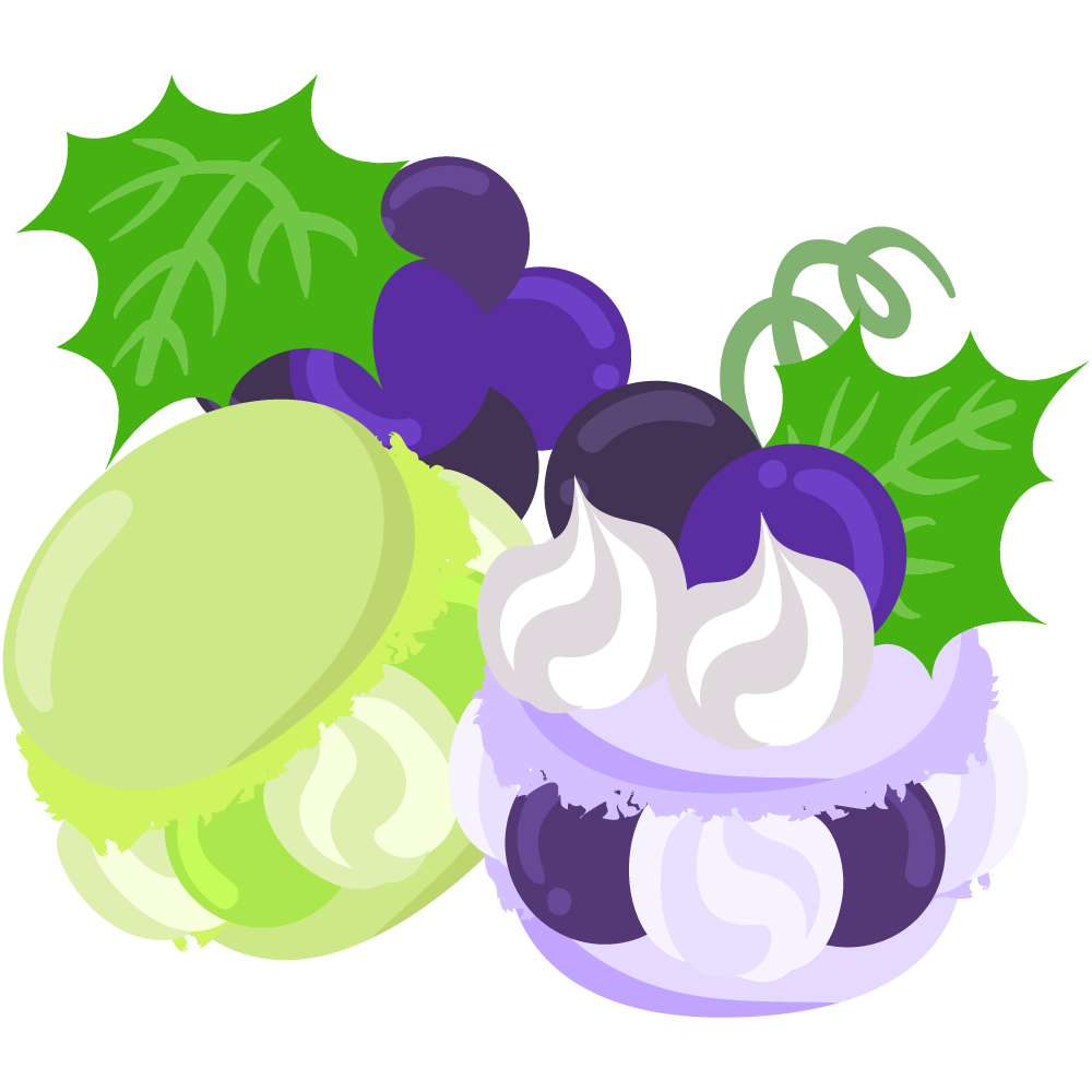 美味しそうなぶどうスイーツのフリーイラスト素材　-マカロン-