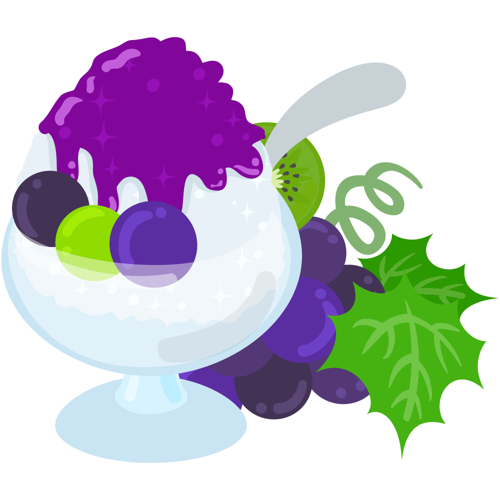 美味しそうなぶどうスイーツのフリーイラスト素材　-かき氷-