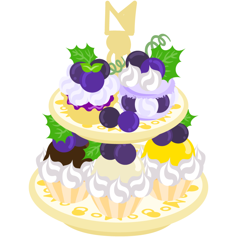 美味しそうなぶどうスイーツのフリーイラスト素材　-スイーツ盛り合わせ-