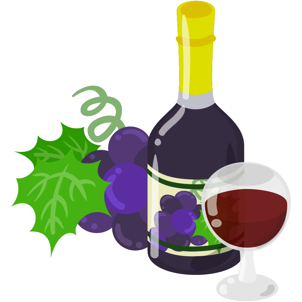 美味しそうなぶどうのフリーイラスト素材　-ワイン-