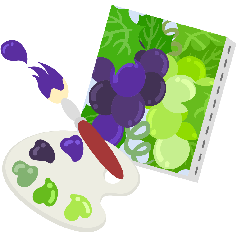 美味しそうなぶどうのフリーイラスト素材　-絵画-